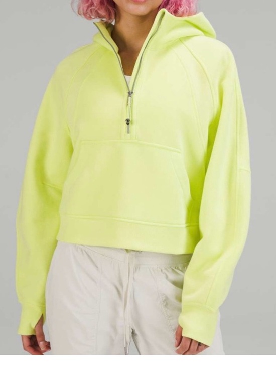 lululemon athletica Tops - lululemon athletica Lemon Lime Half-Zip Hoodie oversized Size XS
